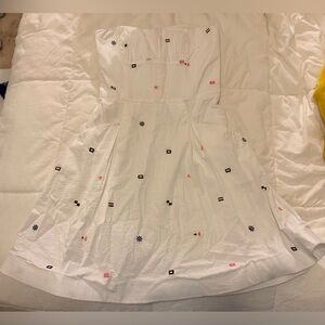 Lilly Pulitzer White Strapless Embroidered mini with nautical flag Accents